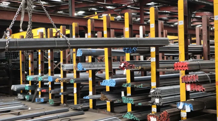 Best Practices in Steel Trading – global steel warehouse with metal beams by Rosha Steel